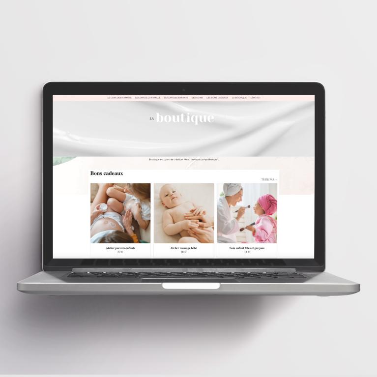 Création site web, catalogue, cartes massage bébé
